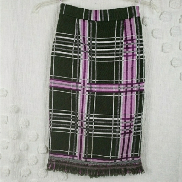 Pinko Dresses & Skirts - Pinko Green and Purple Plaid Pencil Skirt